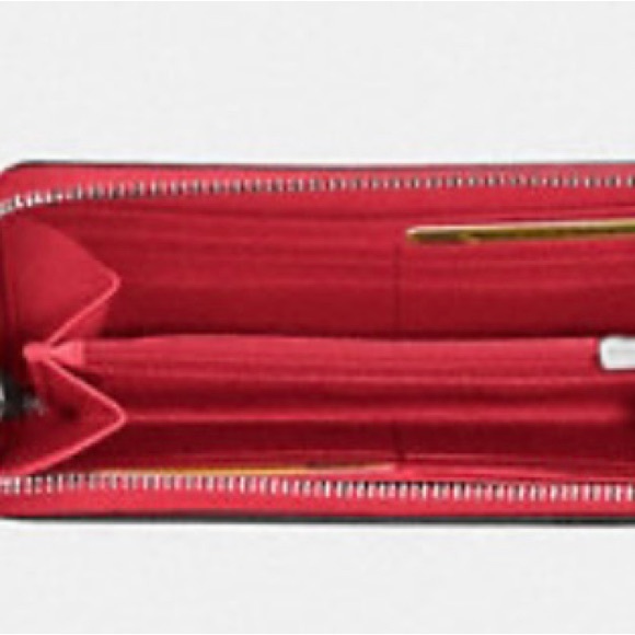 Coach Red/SV ACCORDION ZIP WALLET IN CROSSGRAIN LEATHER F54007 Below $250 Retail - Picture 3 of 3